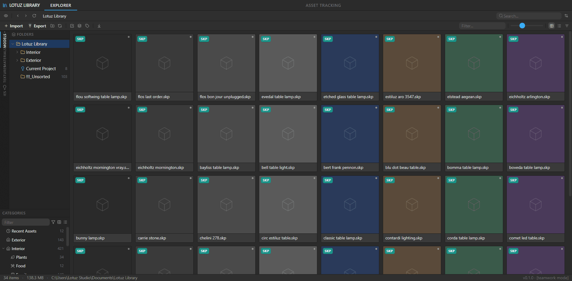 Library Manager — browse SKP / materials / textures
