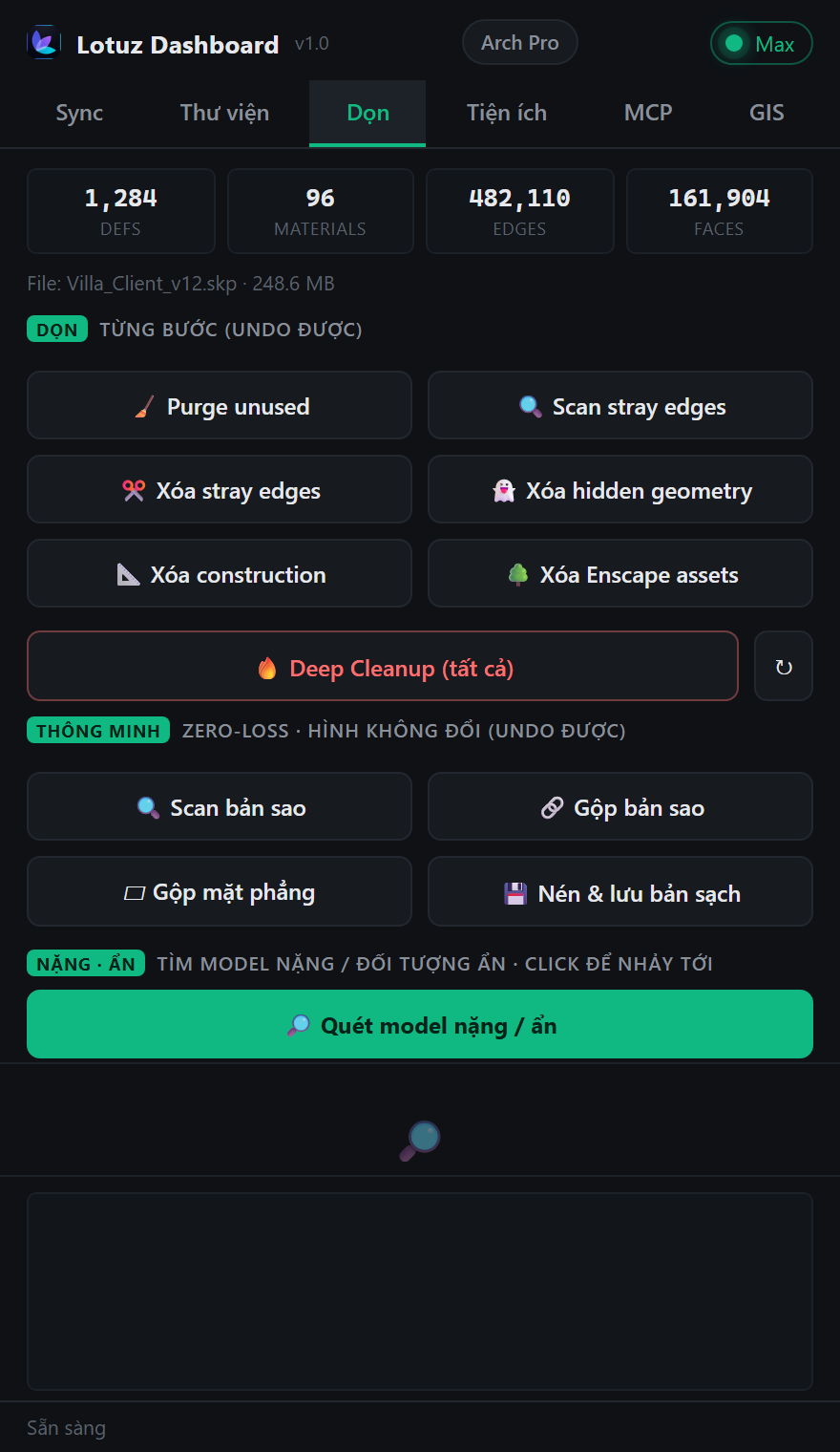 Bộ Dọn trong Dashboard